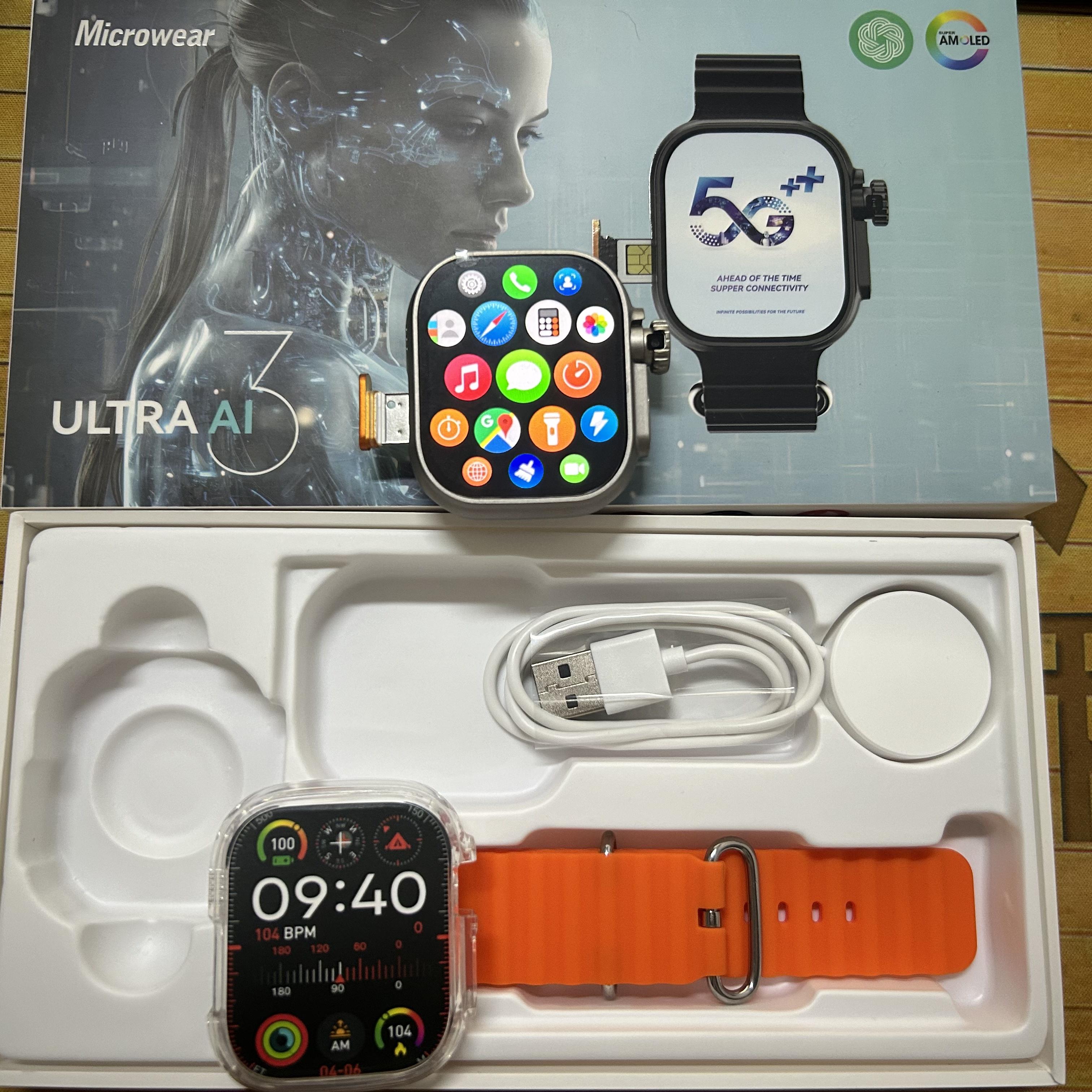 Microwear Ultra Ai3 Viedpulkstenis 5G 180°
