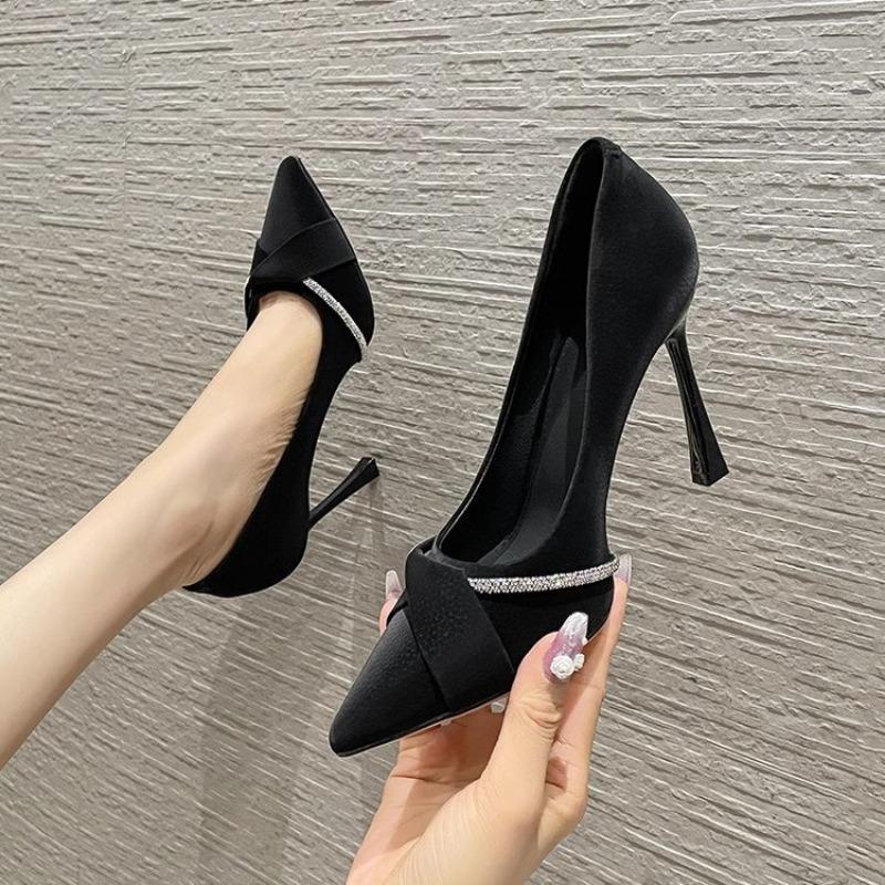 

2024 Summer Women Pointed Toe High Heels Sandals Sexy Crystal Woman Shoes Fashion Print Party Wedding Thin Heel Woman Pumps