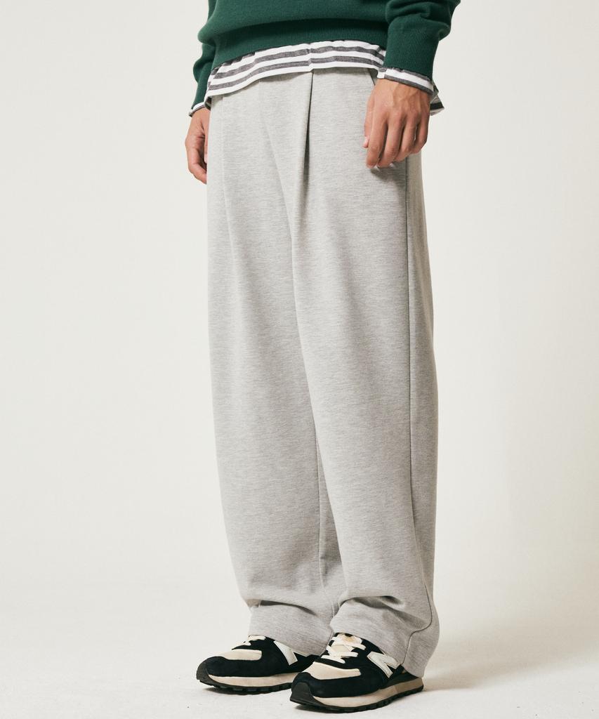RAYFIKERS Single-Pleat Wide Sweatpants Mq6Pu178_Melange Grey