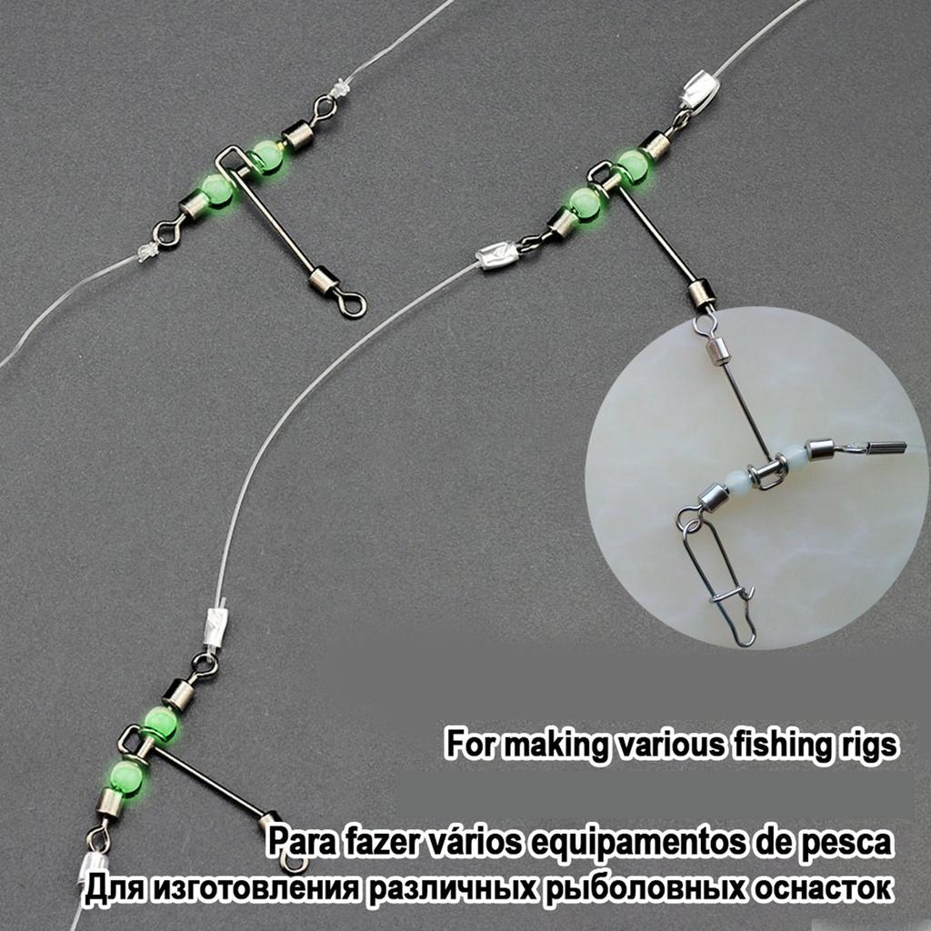 15Pcs Barrel Rolling Swivels Fishing Tackle with Luminous Beads Cross Line Swivels T Shape Swivel Catfish Rig Swivels