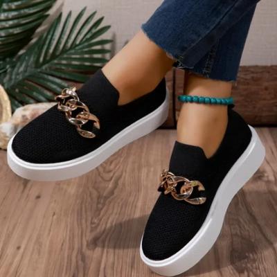 Chaussures de sport de créateur à boucle pour femmes, nouveau style de printemps, chaussures simples de couleur unie pour le shopping quotidien et le bureau, chaussures vulcanisées