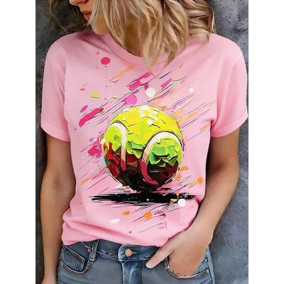 Zomer Dames T-shirt Creatief Leuk 3D Geprint Kortmouwig T-shirt Modieus Comfortabel Zacht Ademend Groot Los T-shirt