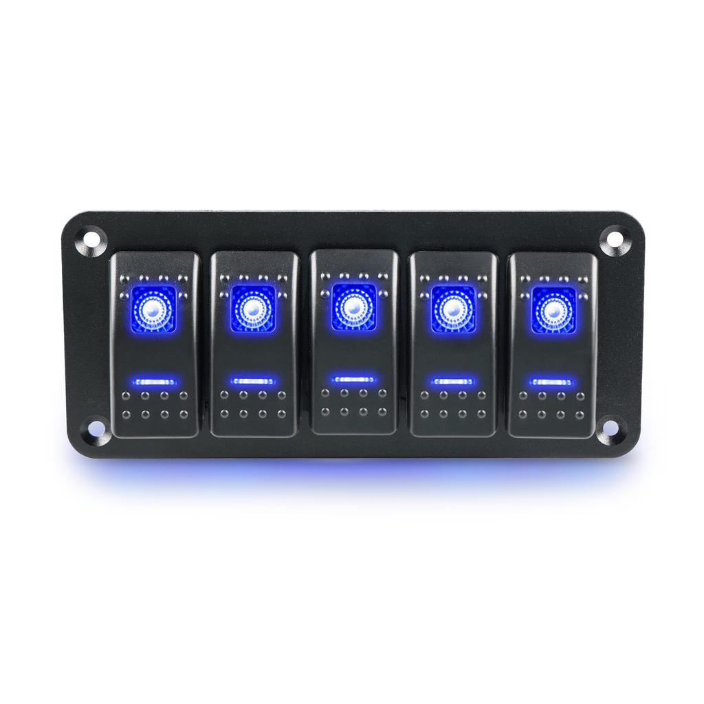 12V Switch Panel Rockers Light Toggle with Blue LED Light Indicator Easy n Waterproof Design for Vehicles Boats
