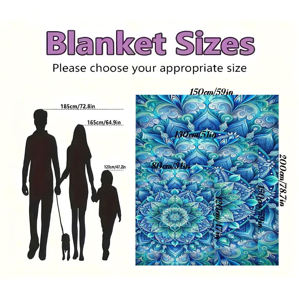 "Blue Lotus Mandala Wall Art: Spiritual Decor for Your Space"Blanket Flannel Throw Blanket for Sofa, Bed, Travel, Camping, Office