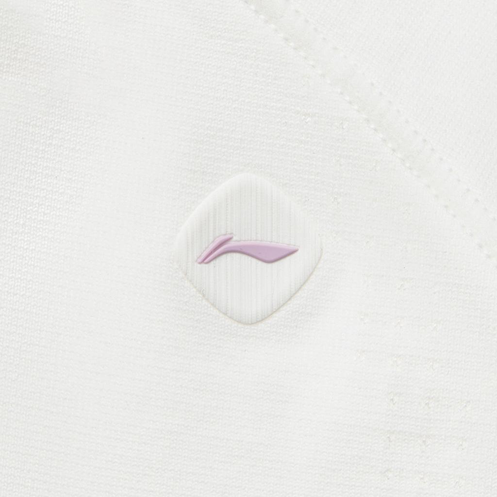 Li-Ning Fitness Series Round Neck Knitted Solid Color Short Sleeve T-Shirt Women Tops Off-White ATSV130-1