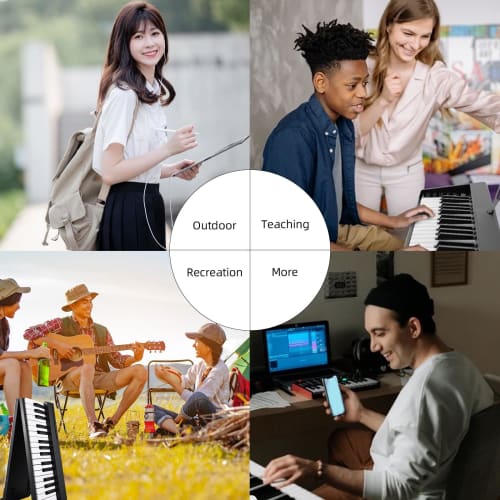 Btuty 61-Key Folding Digital Piano, Multifunctional Electronic Organ, 61 High-Sensitivity Piano Keyboard with LCD Display, Built-in Rechargeable Batte