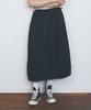 Columbia University All-Round Pleats Denim Long Skirts Black Denim