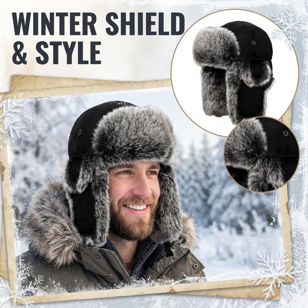 Winter Trapper Hat Faux Fur Lined Aviator Cap with Ear Flaps Adjustable Chin Strap for Cold Weather Outdoor Activities
