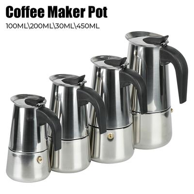 Coffee Maker Pot Portable 2/4/6/9 Cups Moka Coffee Maker Mocha Espresso Latte Stovetop Filter Stainless Steel