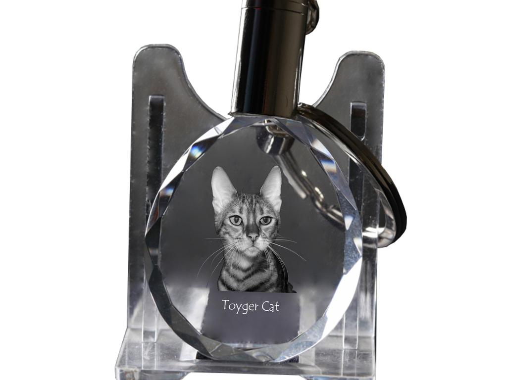 Toyger Cat - Fob with Cat Photo, Crystal Key Ring In Gift Box, Unique Gift by Art-Dog Brand