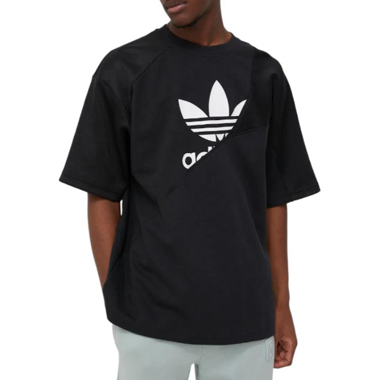 Adidas Originals Logo Print Crew Neck Casual T-Shirt Men Tops Black HG1438
