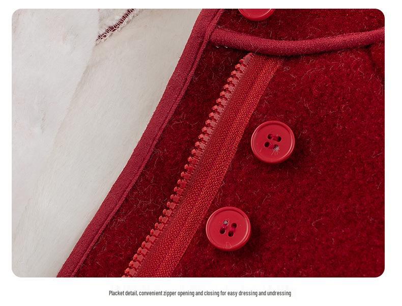 Girls' Fleece-Lined Hooded Jacket - Autumn/Winter 2025 Style, Thick Lambswool, Children's Winter Coat.