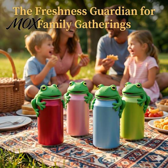 Flexible Can Grip Sleeve Cute Frog Soda Cover, 3D Print PLA Beverage Lid Reusable Drink Protector, Dustproof Sleeves for Outdoor Activities