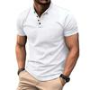 Camicia Estiva da Uomo Girocollo Maniche Corte Monocolore Pullover Bottoni Morbida Traspirante Casual Lunghezza Media Top da Lavoro Quotidiano da Uomo