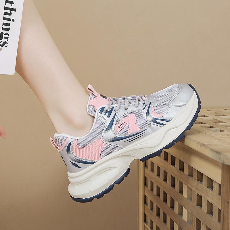 CRLAYDK 2024 New Women's Chunky Platform Sneakers Non Slip Lace Up Casual Fashion Shoes Sports Walking Tennis for Students