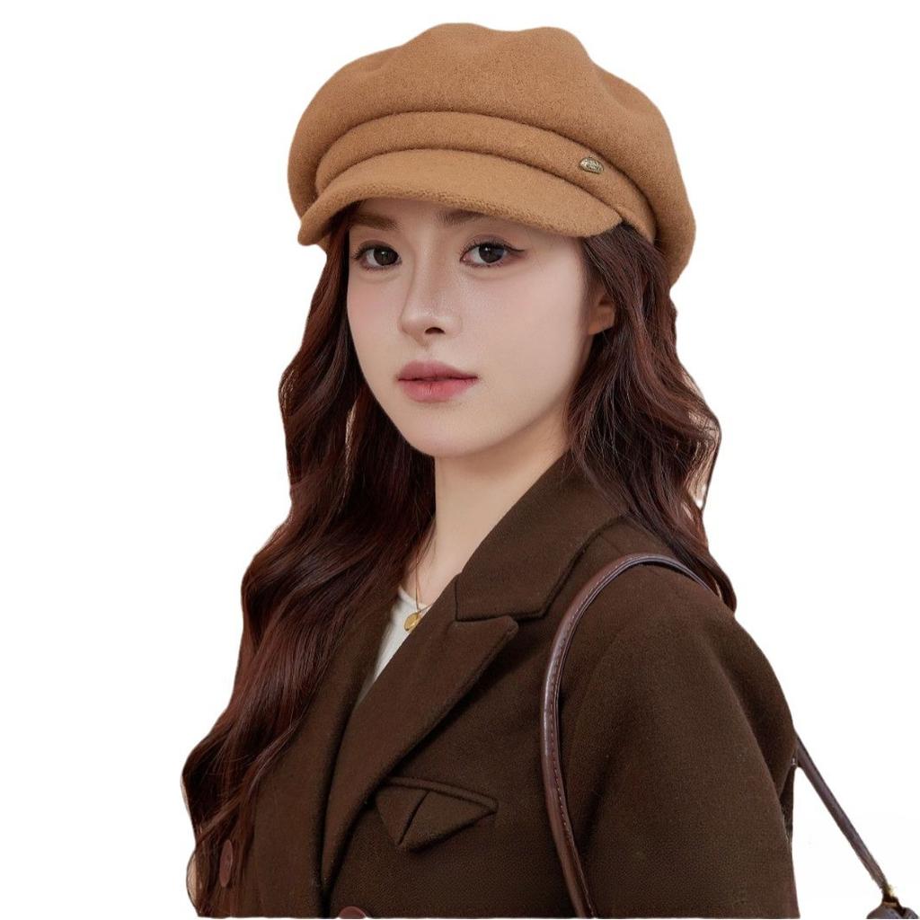 Autumn and Winter Solid Color Wool Retro Warm Beret Korean Women's Versatile Thickened Elegant Wool Hat