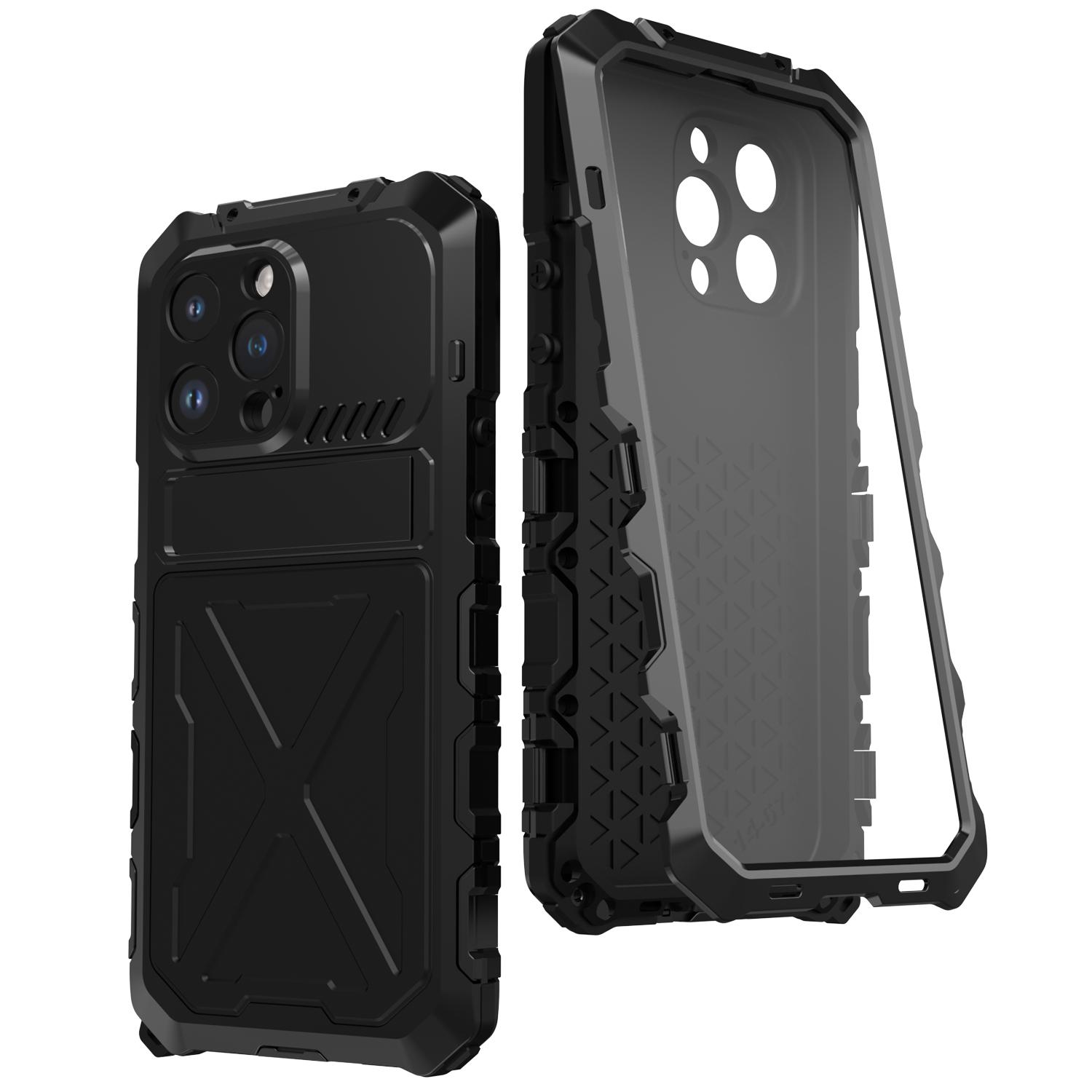 for iPhone 14 Pro Max Case Heavy Duty Protection Armor Metal Aluminum Phone Case for iPhone 14 Pro Max 14 Plus Shockproof Cover for iPhone 14 Plus чёрный