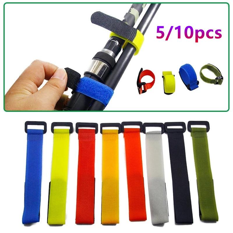 5/10 Stück Angelruten-Haltergurte Klettbänder Befestigung Haken Klettverschluss Kabelbinder Gürtel Angelzubehör