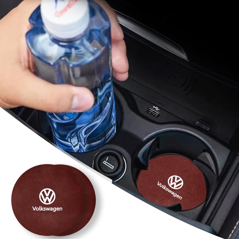 2pcs Car Suede Coaster Water Cup Holder Drink Pad Auto Interior Accessories For Volkswagen VW Jetta Golf Beetle CC EOS GTI zr4