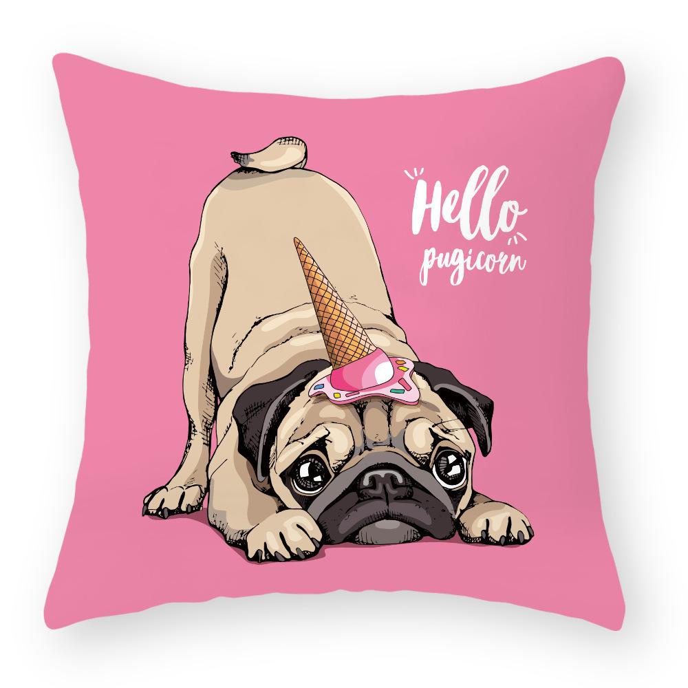 European and American Cartoon Dog Pillow Cover Peach Leather Velvet Print Pillow Cover Cushion Pillow Cover Car Sofa Waist