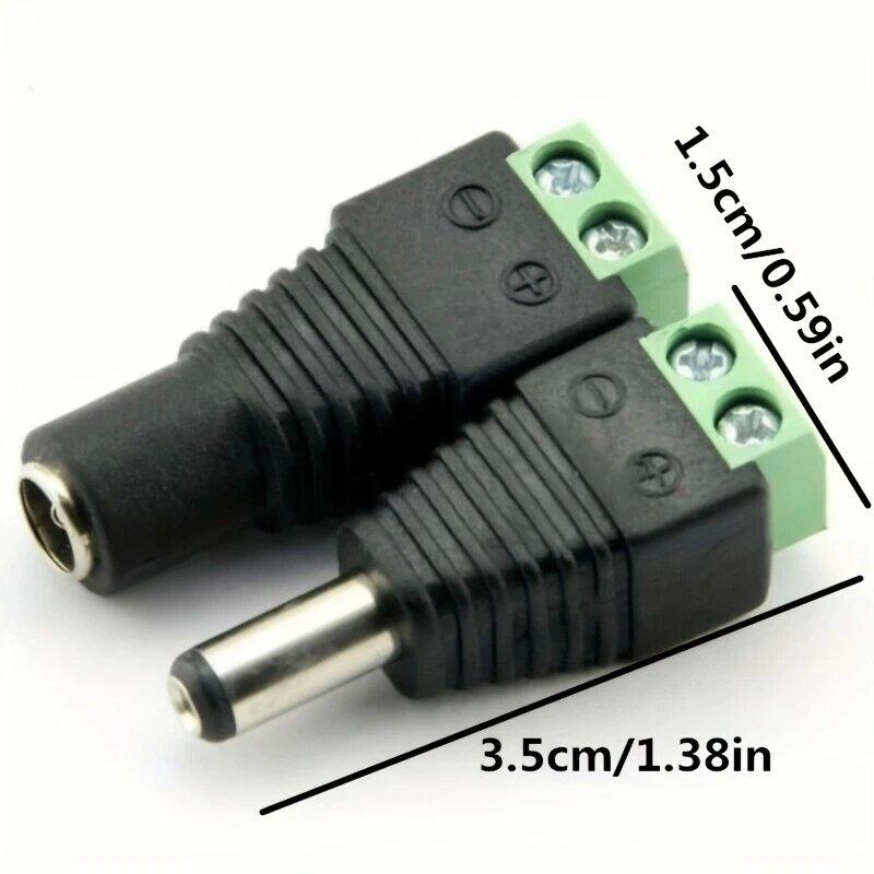 5pcs DC Male Female Terminals 12V Power Connector 2.1mm X 5.5mm Plug Adapter for CCTV Cameras 5050 3528 Single Color LED Strp