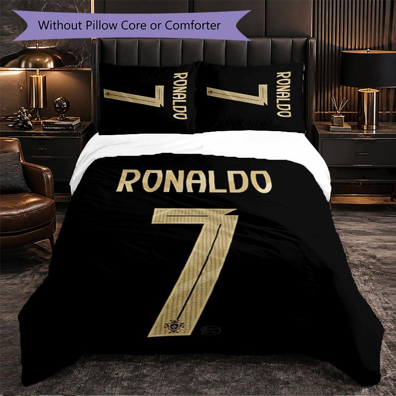 Biancheria da Letto a Tema Cristiano Ronaldo Set 3 Pezzi Copripiumino Biancheria da Letto Decorativa per Stanza Adolescenti Decorazione Casa