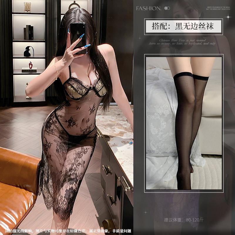 Purple Charm Suspender Pajamas Women's Suit Bed Sexy Lace Uniform Seduction Perspective Sex Underwear