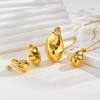 Vnox Stainless Steel 3D Irregular Ball Pendant Simple Smooth Women Necklace And Earring Set Jewelry Accessories Party Gift