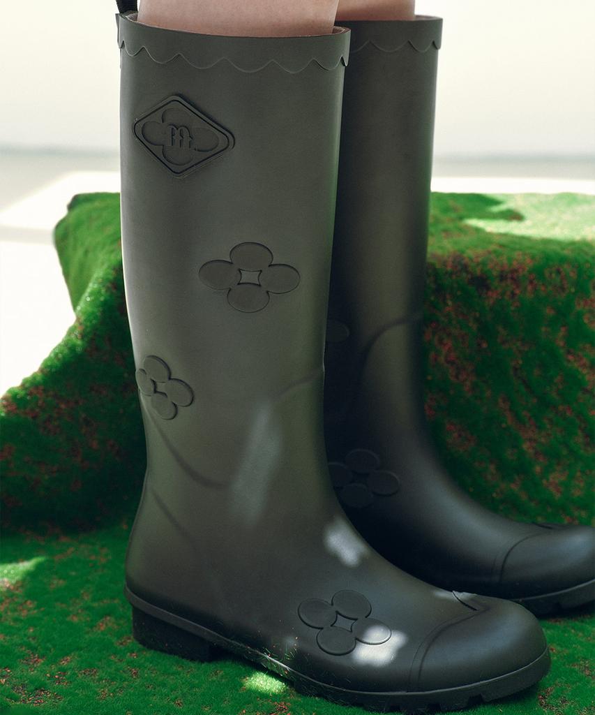 Rockfish Weatherwear [X Minjukim] Floral Patch Rain Boots Long - 4 Colors