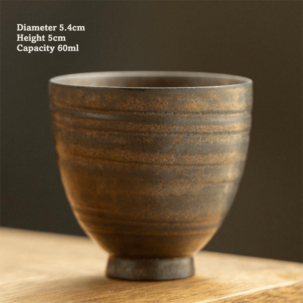 

Handmade Portable Japanese Style Tea Cup Iron Glaze Ancient Style Handmade Tea Cup Rough Pottery Kung Fu Tea Cup for Tea Making