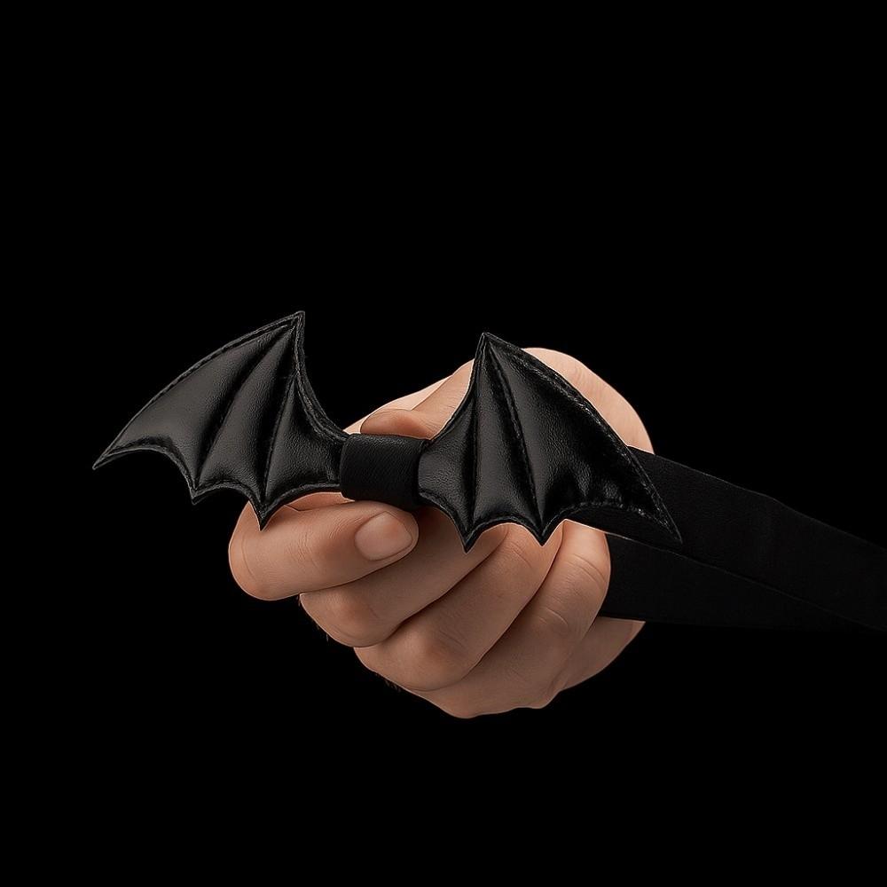 Black Halloween Cravat PU Leather Men Necktie Simple Bat Bow Tie  Cosplay