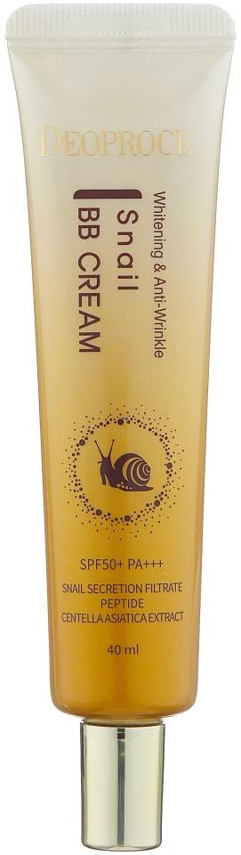 

Антивозрастной солнцезащитный BB крем для лица с муцином улитки DEOPROCE ANTI-WRINKLE SNAIL BB CREAM SPF50+PA+++ 40мл