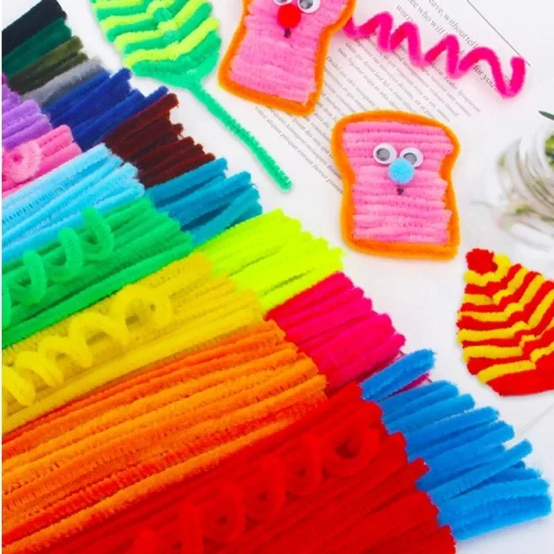 40 Colors Chenille Stems 100pcs Pipe Cleaners Plush Tinsel Stem Wired Sticks Twist Stick Hair Strip DIY Craft Educational Toys