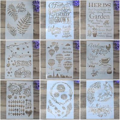 A4 Size Decorative Flower Stencil Template Painting Stencils for DIY Crafts Scrabooking Painting On Wood,Canvas,Floor,Wall and Tile