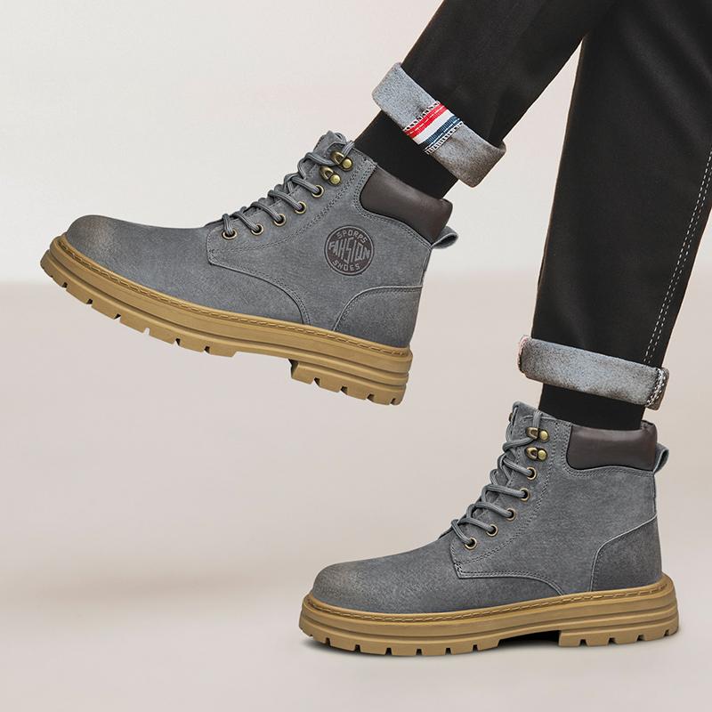 FashionAll-match Man Cotton Platform Shoes Leather Outdoor Snow Botas 2024 New Men's Winter Boots Luxury Brand Motorcycle Ankle Boots