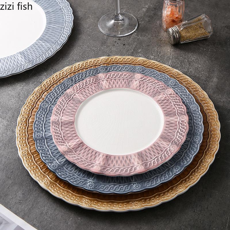 Lace Ceramic Dining Plate Serving Plates Pasta Dish Steak Plate Sushi Plates Sting Disc Dessert Bowl Fruit Dish Salad Bowl