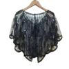 Retro Beaded Sequin Shawl Vintage Flapper Evening Cape Sheer Mesh Embroidery Leaf  Women Bolero Party Accessories