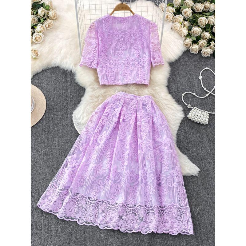 Classic Style Accessible Luxury Fancy Water Soluble Lace Summer Dress
