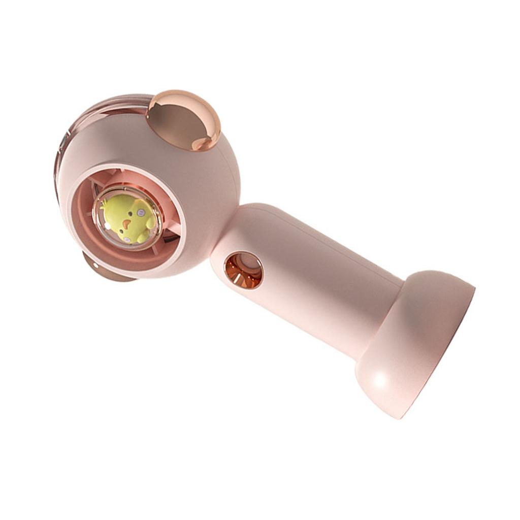 Tragbarer Hand-Sprühnebel-Ventilator Niedlicher Cartoon USB Wiederaufladbarer Persönlicher Ventilator für Draußen Drinnen Pink