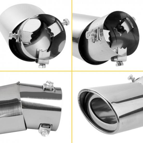 Car Exhaust Pipe Tip Tail Throat Muffler Stainless Steel Round Accessories EOA