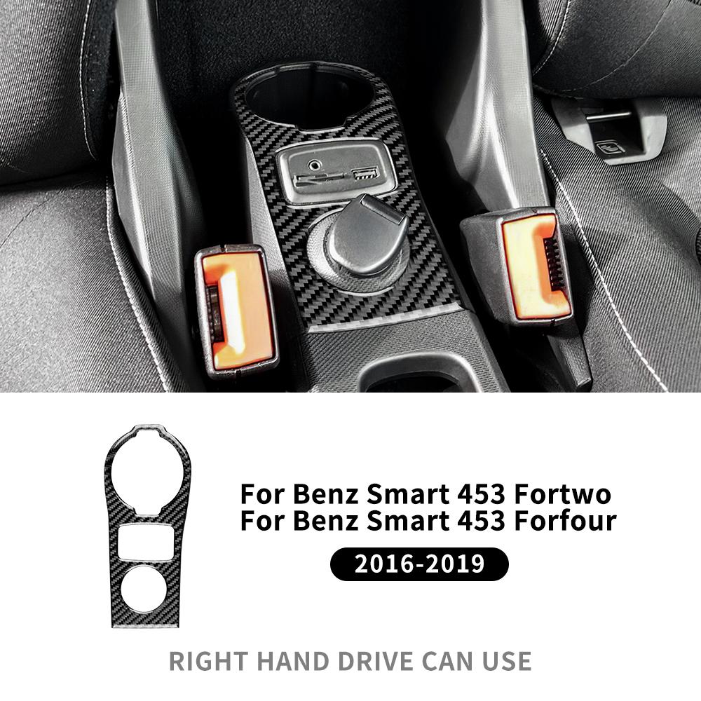 Echte Weiche Kohlefaser Auto USB Lade Panel Abdeckung Zierleisten Aufkleber Für Mercedes Benz Smart 453 Fortwo/Forfour 2016 2017 2018 2019