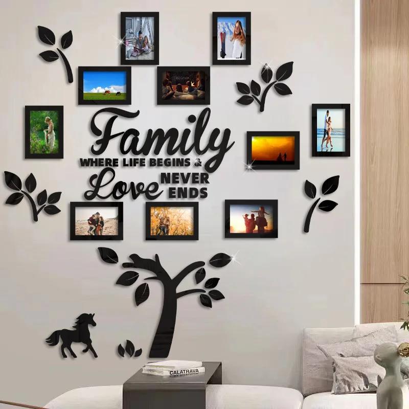 New DIY Family Picture Frame Tree Wall Stickers 3D Home Tree Wall Mirrors Photo Collage Picture Frame Stickers Home Decoration