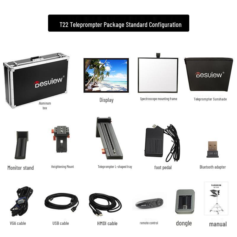 Baishiyue T20 Teleprompter: Large Screen for Live Broadcast, Recording, Speech, and Streaming.