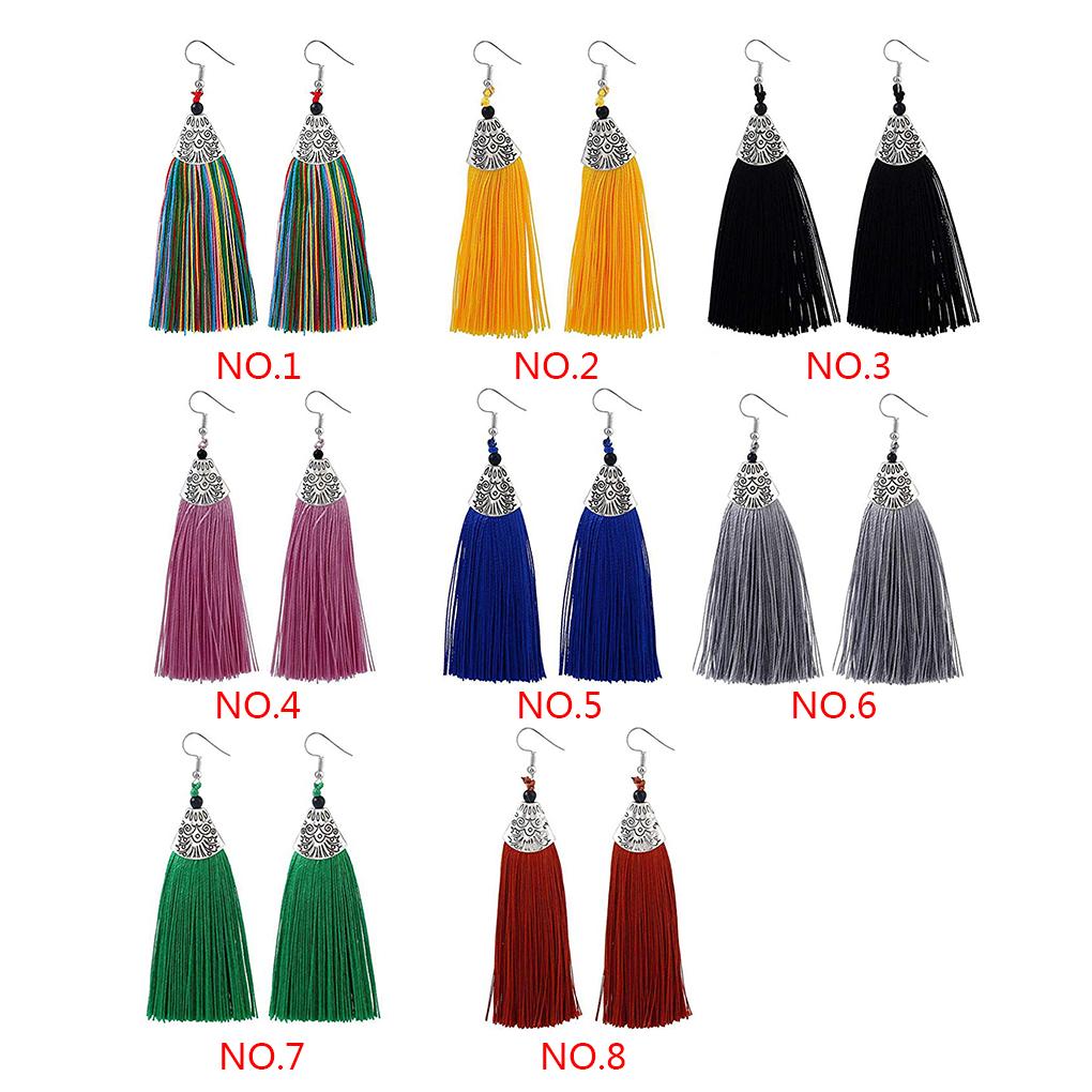 Fish Mouth Decor Colorful Thread Tassel Dangle Women Bridal Earring Ear Stud