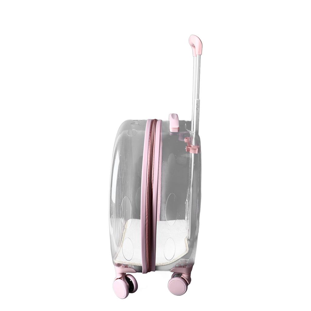 Cat Trolley Case Transparent Breathable Labor Saving Silent Moving Outdoor Rolling Pet Carrier for