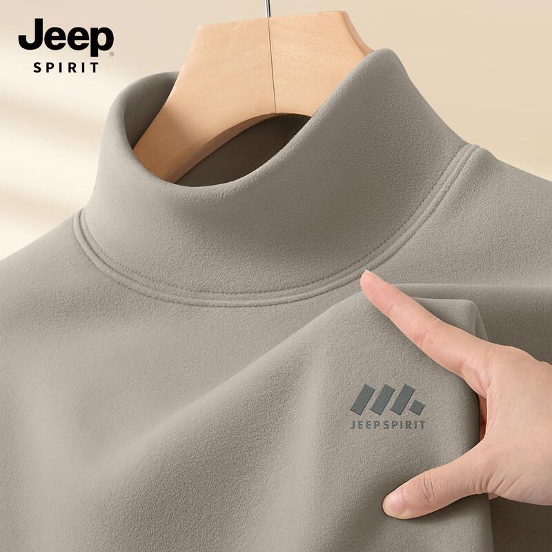 JEEP SPIRIT Men's Half-Turtleneck De Velvet Long-Sleeve Thermal T-Shirt