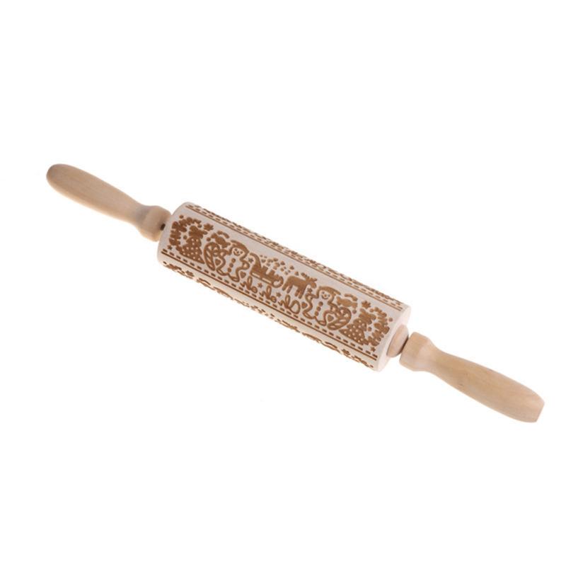 Rodillos de Navidad Rock Rolling de madera en relieve para hornear galletas, galletas, fondant, pastel con dibujos