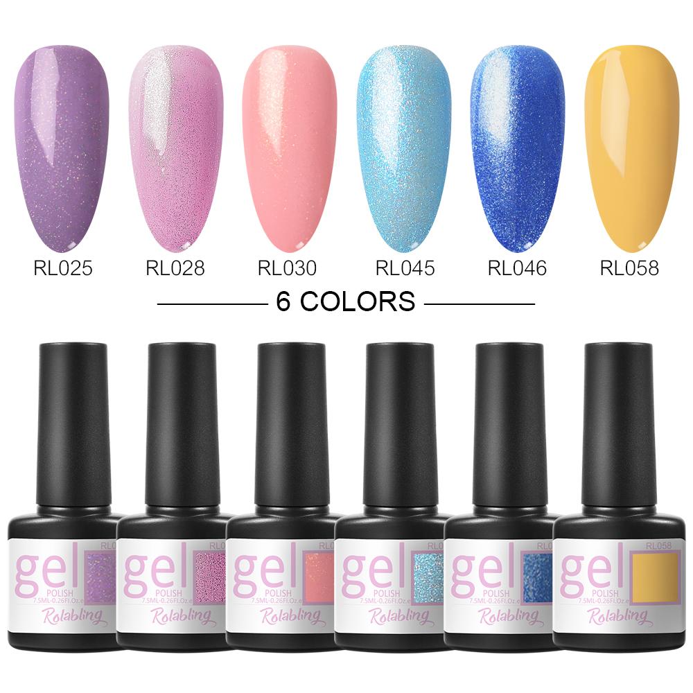 Set de lac de unghii cu gel de 6 buc 7 ml Lac de gel UV LED Lac semi-permanent pentru unghii