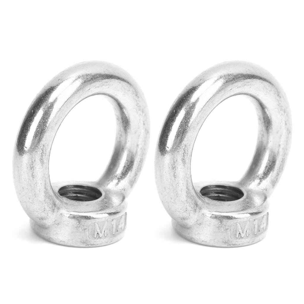 2pcs Lifting Eye Nuts Stainless Steel Outdoor Water Tools for Ocean Industry Yachts SpeedboatsM14