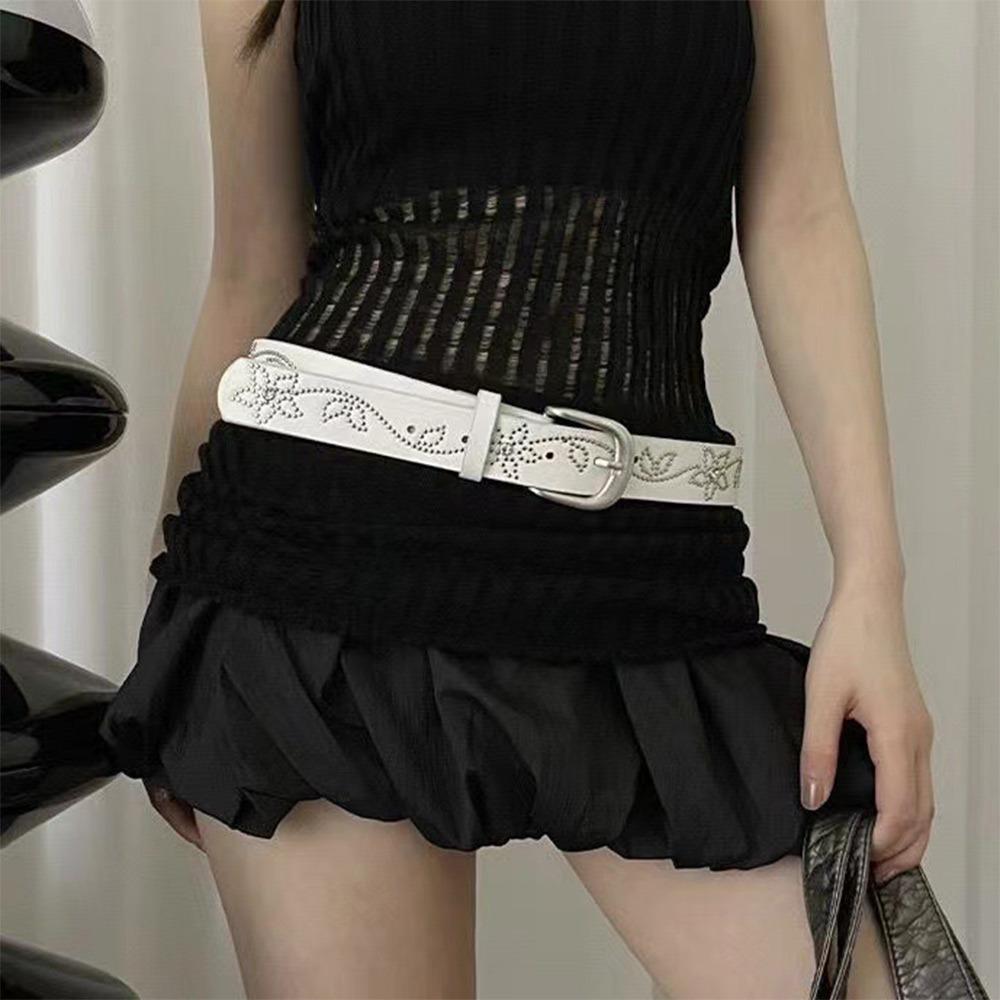 

Кожаный ремень из ПУ кожи Персонализированный хип-хоп ремень для джинсов Новая поясная цепочка белый